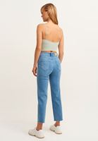 Bayan Mavi Pamuklu Straight-Fit Denim Pantolon