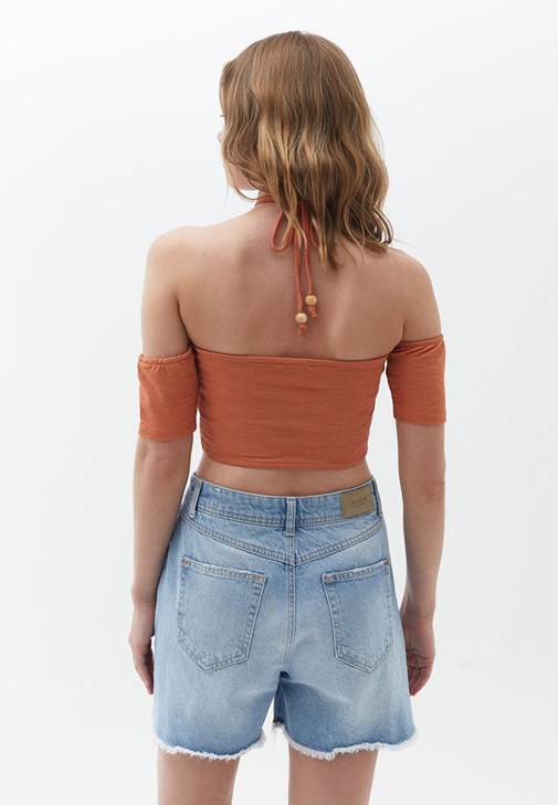 Baggy-Fit Pantolon ve Crop Bluz Kombini