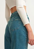 Bayan Mavi Straight-Fit Denim Pantolon