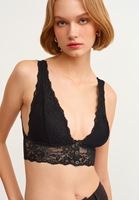 Bayan Siyah Dantel Detaylı Bralet