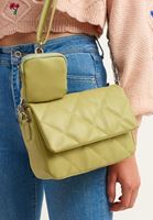 Bayan Yeşil Kapitone Dokulu Askılı Çanta