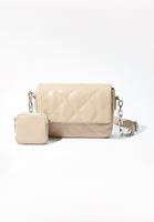Bayan Bej Kapitone Dokulu Askılı Çanta