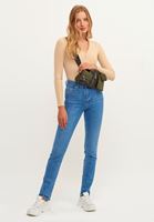 Bayan Bej Fermuar Detaylı Uzun Kollu Tişört