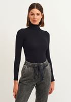 Bayan Siyah Uzun Kollu Roll Neck