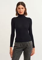 Bayan Siyah Uzun Kollu Roll Neck
