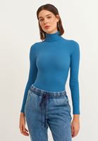 Bayan Mavi Uzun Kollu Roll Neck