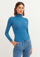 Bayan Mavi Uzun Kollu Roll Neck