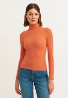 Bayan Turuncu Uzun Kollu Roll Neck