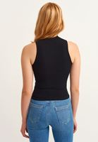 Bayan Siyah Yüksek Yaka Pamuklu Atlet