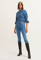 Bayan Mavi Balon Kollu Denim Bluz