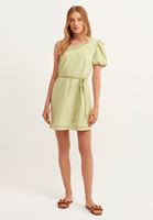 Bayan Yeşil Nature Friendly Tek Omuz Mini Elbise