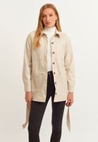 Bayan Bej Vegan Deri Gömlek Ceket