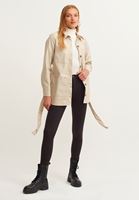 Bayan Bej Vegan Deri Gömlek Ceket