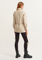 Bayan Bej Vegan Deri Gömlek Ceket