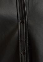 Bayan Siyah Vegan Deri Boyfriend Gömlek