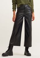 Bayan Siyah Yüksek Bel Vegan Deri Pantolon