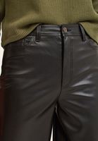 Bayan Siyah Yüksek Bel Vegan Deri Pantolon