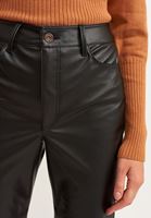 Bayan Siyah Straight-Fit Vegan Deri Pantolon