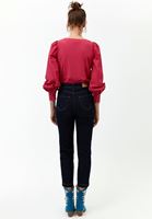 Bayan Mavi Yüksek Bel Baggy-Fit Denim Pantolon