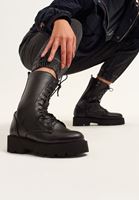 Bayan Siyah Vegan Deri Uzun Postal