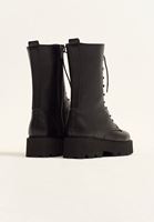 Bayan Siyah Vegan Deri Uzun Postal