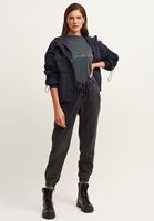 Bayan Siyah Vegan Deri Uzun Postal