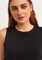 Bayan Siyah Sıfır Yaka Yumuşak Tuşeli Atlet ( MODAL )