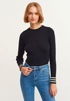 Bayan Çok Renkli Çizgi Detaylı Triko Kazak ( MODAL )