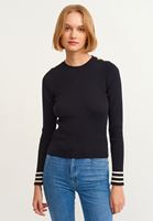 Bayan Çok Renkli Çizgi Detaylı Triko Kazak ( MODAL )