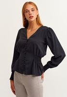Bayan Siyah Romantik Gipeli Bluz ( MODAL )