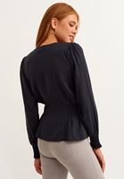 Bayan Siyah Romantik Gipeli Bluz ( MODAL )