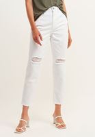 Bayan Beyaz Cut-Out Detaylı Mom-Fit Pantolon ( TENCEL™ )
