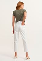 Bayan Beyaz Cut-Out Detaylı Mom-Fit Pantolon ( TENCEL™ )