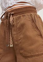 Bayan Kahverengi Yüksek Bel Mini Şort ( TENCEL™ )