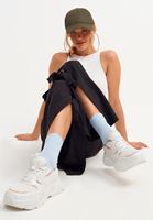 Bayan Siyah Paça Detaylı Wide-Leg Pantolon ( TENCEL™ )