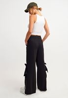 Bayan Siyah Paça Detaylı Wide-Leg Pantolon ( TENCEL™ )