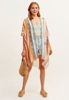 Bayan Turuncu Desenli Kimono