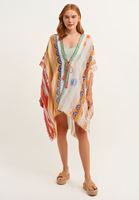 Bayan Turuncu Desenli Kimono