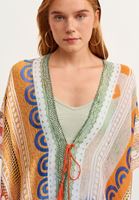 Bayan Turuncu Desenli Kimono