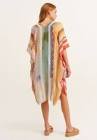 Bayan Turuncu Desenli Kimono