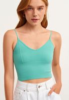 Dikişsiz Crop Top ve Pileli Mini Şort Kombini