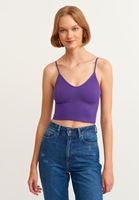 Bayan Mor Dikişsiz Crop Top
