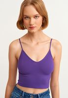 Bayan Mor Dikişsiz Crop Top