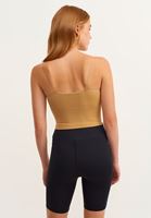 Bayan Koyu Bej Dikişsiz Crop Top