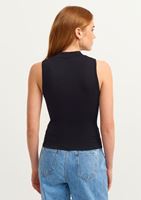 Bayan Siyah High-Neck Dikişsiz Tank Top