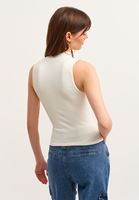 Bayan Krem High-Neck Dikişsiz Tank Top