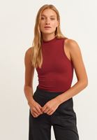 Bayan Bordo High-Neck Dikişsiz Tank Top