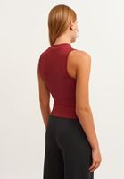 Bayan Bordo High-Neck Dikişsiz Tank Top