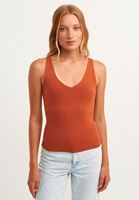 Bayan Kiremit Askı Detaylı V-Neck Tank Top