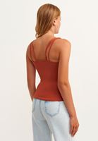 Bayan Kiremit Askı Detaylı V-Neck Tank Top